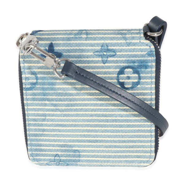 Louis Vuitton Blue Hickory Stripes Denim Monogram Watercolor Wallet On Strap - Picture 2 of 8